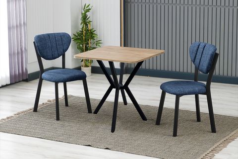 ELİS MUTFAK MASA TAKIMI, 2 SANDALYE, CEVİZ, 70X70 CM, LACİVERT
