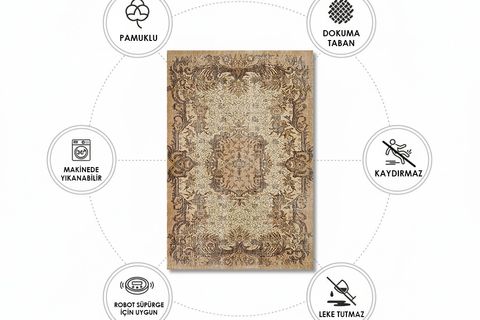MOTİFLİ VİNTAGE DOKUMA TABAN HALI, 383 YNG, 80X150 CM