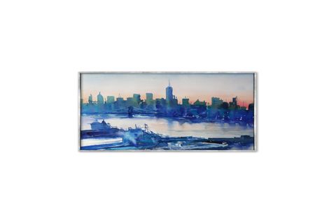 TABLOLIFE BLUE CITY YAĞLI BOYA DOKULU TABLO, ÇERÇEVESİZ, 60X90