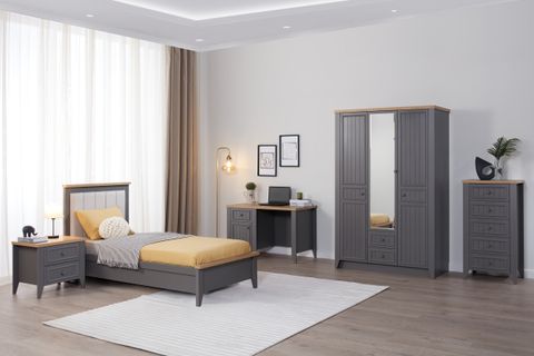LORA GARDIROP, GRİ, 3 KAPAKLI
