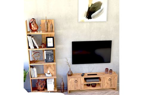 MONİ TV ÜNİTESİ VE KİTAPLIK SETİ, ÇAM