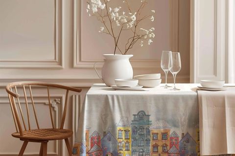 KIŞ ŞEHRİ PAMUK MASA ÖRTÜSÜ, 150X200 CM