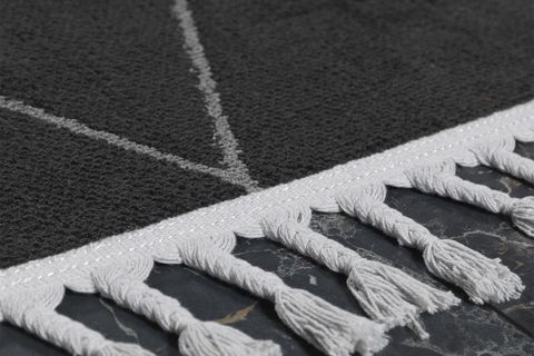 EKO HALI URBAN URB 02 SİYAH GRİ ETNİK HAV TOZ VERMEZ YUMUŞAK KESME YOLLUK HALI 120X500
