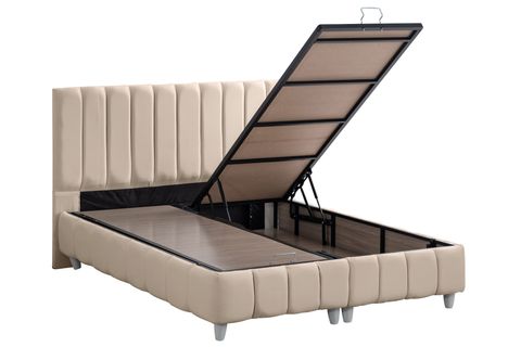 NARVA BAZA BAŞLIK VE REAL PEDLİ YATAK SETİ, BEJ, 120X200
