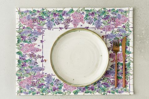 FLORA LİLA PAMUKLU DÖRT ADET AMERİKAN SERVİSİ