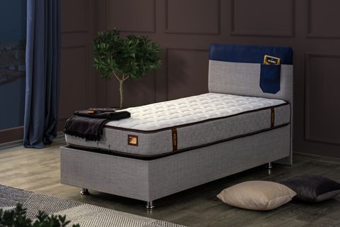 HAPPY BAZA BAŞLIK VE ORTHOSOFT YATAK SETİ, MAVİ, 100X200