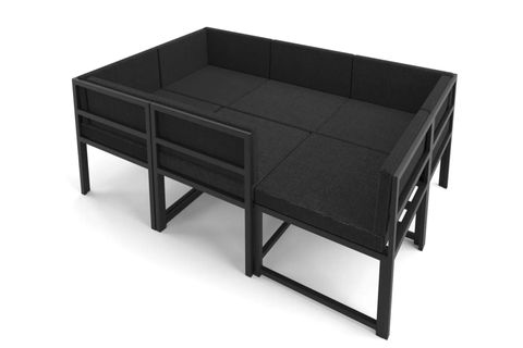 GARDEN 6 KİŞİLİK BALKON BAHÇE MUTFAK KÖŞE TAKIMI, SİYAH