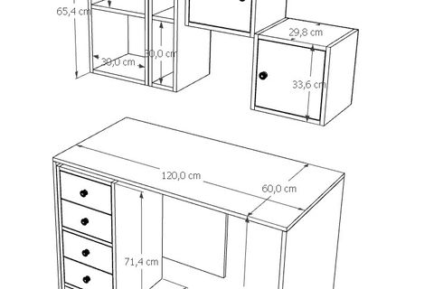 ÇOK FONKSİYONLU MODERN ÇALIŞMA MASASI, KAPAKLI VE ÇEKMECELİ