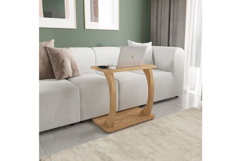 HULK TEKERLEKLİ GENİŞ YAN SEHPA, ÇAM