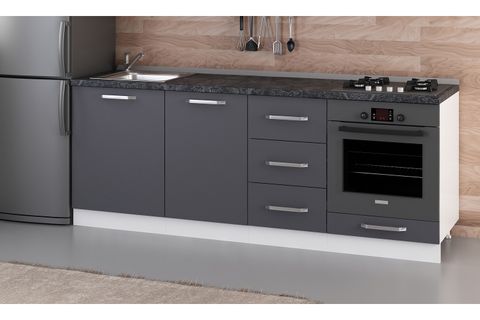 MİNAR 215 CM MUTFAK DOLABI BEYAZ ANTRASİT 215-A3-ALT MODÜL