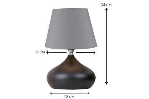EVLİGHT MASA LAMBASI, ANTRASİT ŞAPKA, TEKLİ METAL ABAJUR,  SİYAH