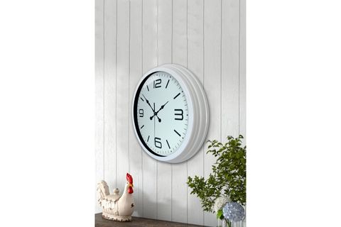 BEYAZ METAL MODERN DUVAR SAATİ 40 CM