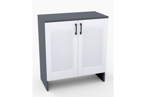 RETRO MDF MEMBRAN KAPAKLI ÇOK AMAÇLI DOLAP, ANTRASİT BEYAZ