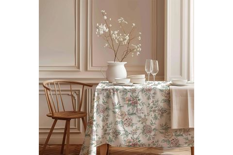 ROMANTİK ÇİÇEKLER PAMUK MASA ÖRTÜSÜ, 100X100 CM