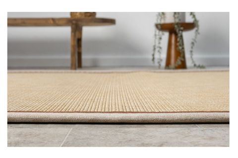 ÇİFT BORDÜRLÜ HASIR DOKULU SİSAL SALON MAKİNE HALISI, BEJ, 120X400, 663, TERRA BEJ