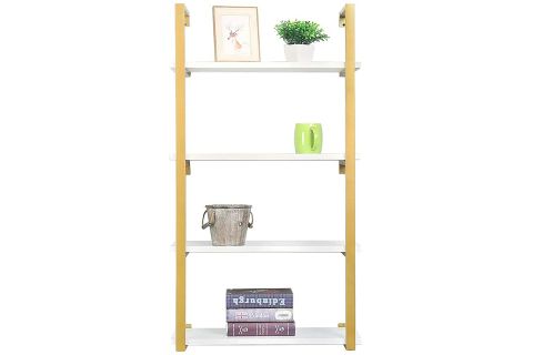 TASNİA GOLD METAL AHŞAP DUVAR RAFI 60 CM 4 KATLI