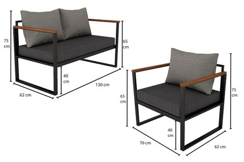 WOODESK NATUREİKİLİ BAHÇE TAKIMI, GRİ, CPT5509-70