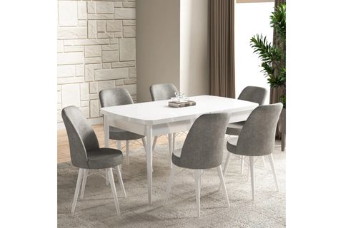 FIRAT AÇILABİLİR MDF BEYAZ MUTFAK MASA TAKIMI