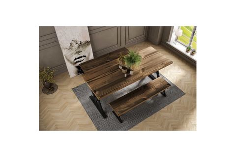 WOODESK MODİ MASİF CEVİZ RENK 200X80 ÇİFT BANKLI MASA TAKIMI CPT7137-200