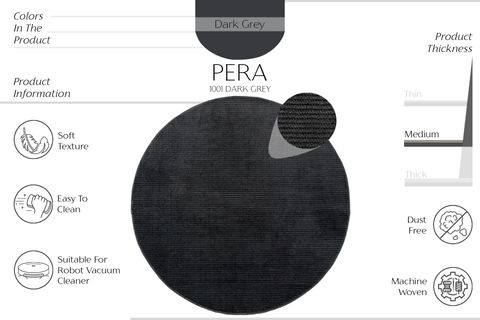 COOL HALI PERA 1001 YUVARLAK MODERN KESME HALI, ANTRASİT, 200X200