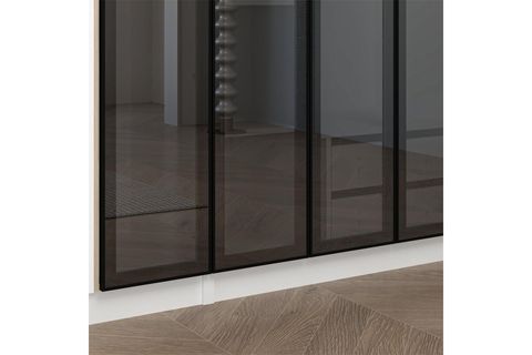 ALİN 2 GİZLİ ÇEKMECELİ 6 KAPAKLI BEYAZ DOLAP 4 REFLEKTE CAM, 2 BEYAZ KAPAKLI