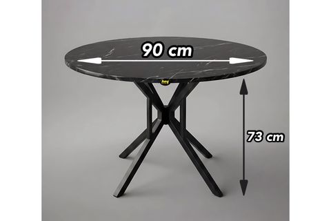 SELİN YUVARLAK MUTFAK MASASI, SİYAH, 90 CM