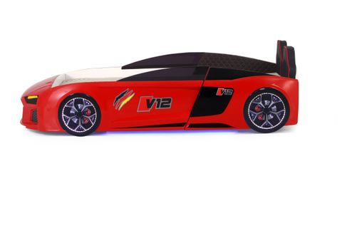 AUDİ FULL LEDLİ KUMANDALI VE MÜZİKLİ ARABALI YATAK, KIRMIZI