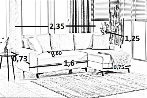 EVİANA CORNER FLAVİA KÖŞE TAKIMI, KOYU GRİ, KUMAŞ DEĞİŞİMLİ