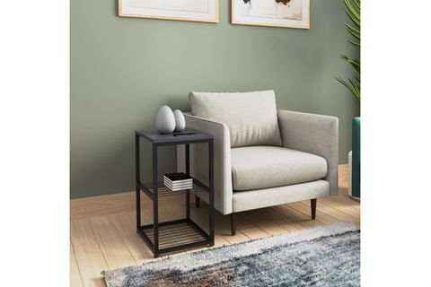 TEDİ METAL AYAKLI DEKORATİF TEL RAFLI YAN SEHPA, ANTRASİT