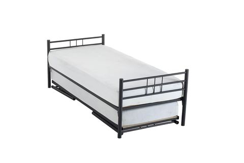 YAVRULU İKİZ METAL KARYOLA, SİYAH, 90X200