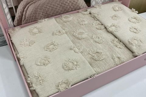 ÇAPA HOME HAYAL ŞÖNİL JAKAR SAKALLI ŞÖNİL YATAK ÖRTÜSÜ, BEJ, ÇİFT KİŞİLİK