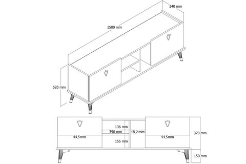 MEZZA 1520 ALLEGRA 150 CM TV ÜNİTESİ TREVİSO EFES HGS.(ALTIN ŞERİTLİ)