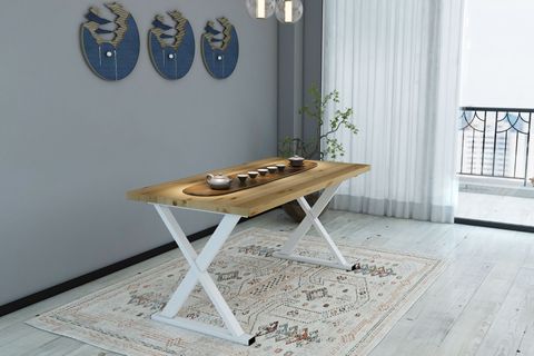 WOODESK BAHAR MASİF YEMEK MASASI, NATURAL RENK, 140X70, CPT7295-140