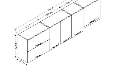 MİNAR 265 CM MUTFAK DOLABI BEYAZ 265-B7-ÜST MODÜL