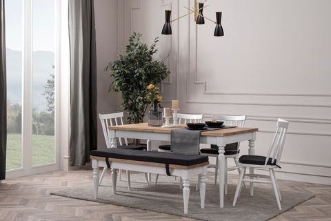 CUNDA AHŞAP MASA VE BENCH TAKIMI, 140X80