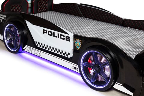 MUSTANG ARABALI FULL LEDLİ KUMANDALI MÜZİKLİ YATAK, POLİS