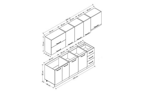 MİNAR ECE 280 CM MUTFAK DOLABI BEYAZ ANTRASİT 280-A7