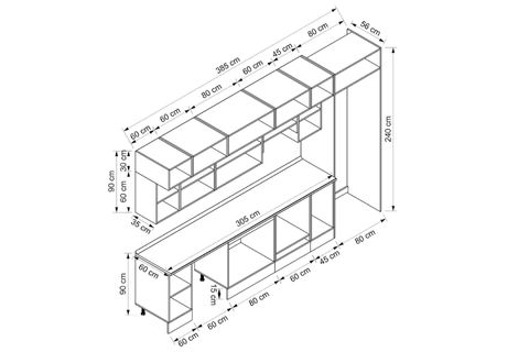 ALVİNKA 385X240 CM KLASİK MEBRAN MUTFAK DOLABI, MB E80S60S45 1 MEBRAN BEYAZ SUNTALAM
