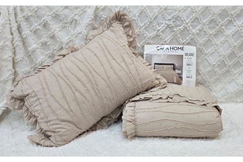 ÇAPA HOME MİLANO TEK KİŞİLİK FIRFIRLI YATAK ÖRTÜSÜ, KUM BEJİ