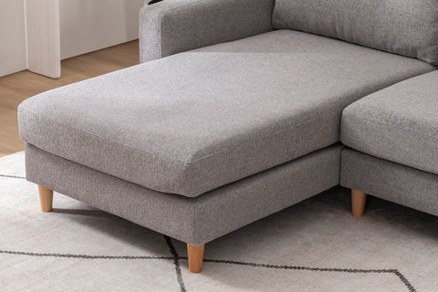 MERLİN MİNİ KÖŞE KOLTUK, NATUREL AYAK, İNCE KOL, ŞÖNİL KUMAŞ, MAVİ GRİ