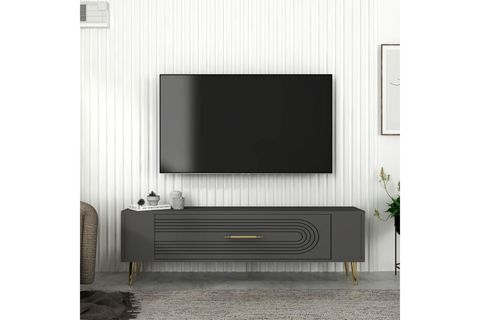 RETROL TV SEHPASI, 3CT, ANTRASİT ALTIN