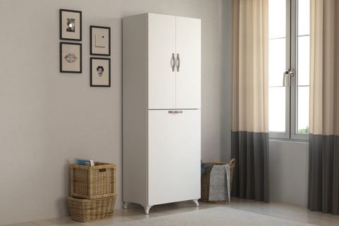 VİNDA LİLYUM KİRLİ ÇAMAŞIR SEPETLİ DOLAP, 2 KAPAKLI, BEYAZ