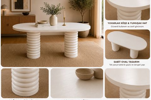 CLASS OVAL MUTFAK MASASI, BEYAZ, 180 CM