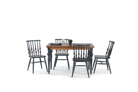 DAMLA SABİT MASA VE BONCUK SANDALYE TAKIMI, CEVİZ ANTRASİT, 125X80