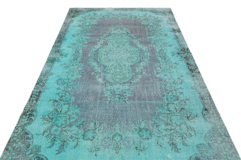 ÖZEL EL DOKUMA AÇIK TURKUAZ RENGI VINTAGE YÜN HALI 185X305