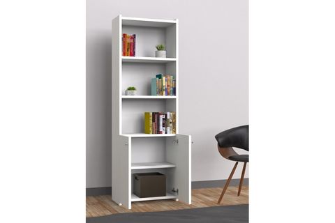 MİMİLOS K2 YARI KAPAKLI KİTAPLIK 5 RAFLI ARKALIKLI DOLAP