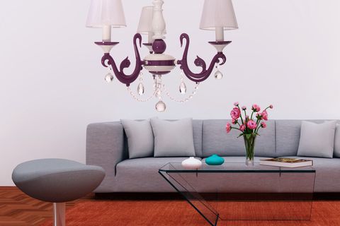 BELLA RETRO ÜÇLÜ MOR BEYAZ ABAJURLU AVİZE