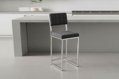 RİVA BAR MUTFAK SANDALYESİ, KROM KAPLAMA AYAKLI, ANTRASİT