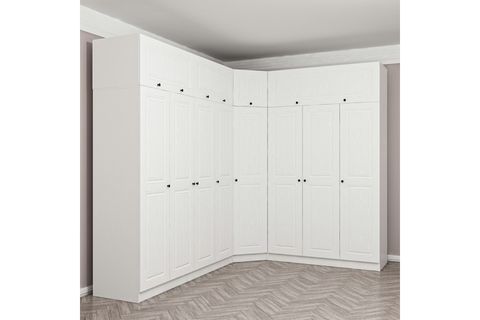 KALE MENTEŞELİ DOLAP, 8 KAPAKLI, BEYAZ, 235 CM