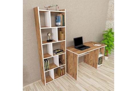 KALENDER DEKOR AVEL SNOW BİLGİSAYAR VE ÇALIŞMA MASASI TAKIMI, BEYAZ, 120 CM, AVES02